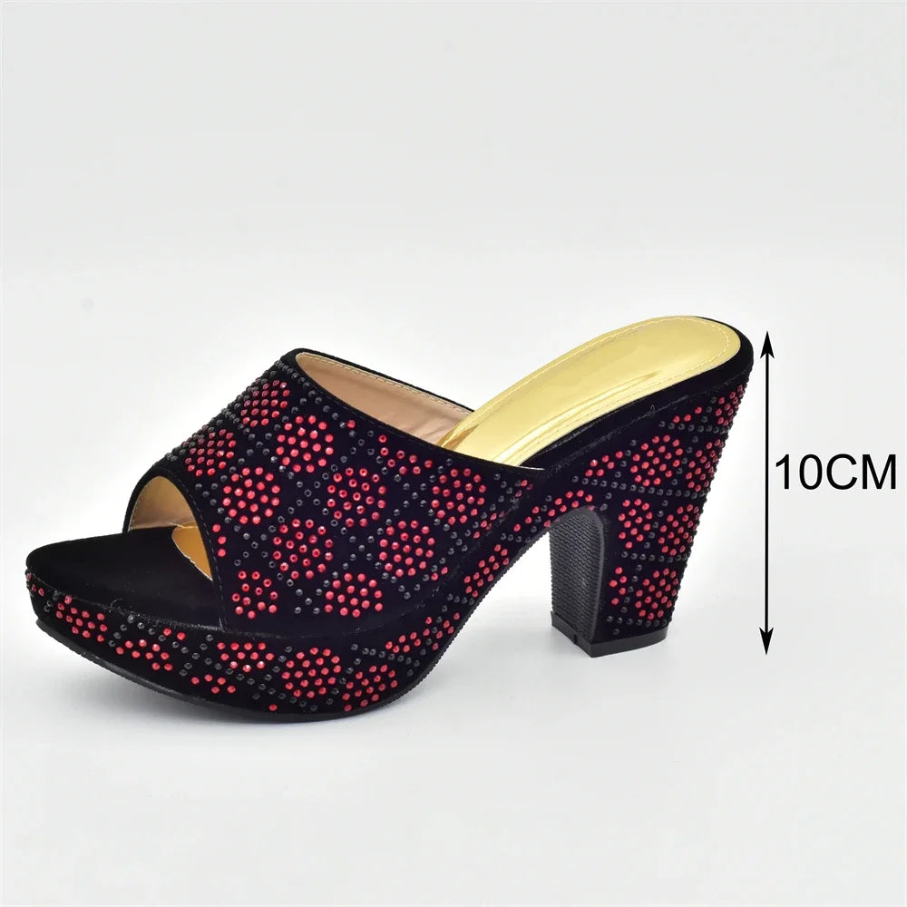 Italian Rhinestone Shoes and Bag Matching Set