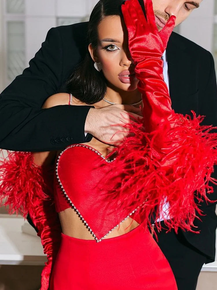 Scarlet Sweetheart Crop Camisole Sculpted Red Bustier Party Bralette Top