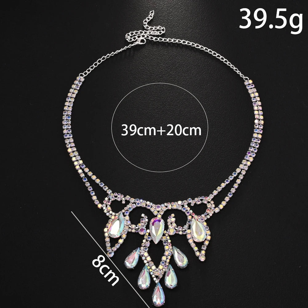 AB Rhinestone Water Drop Necklace