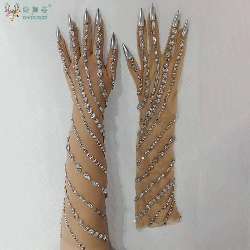 Rhinestone Stretch Performance Gloves