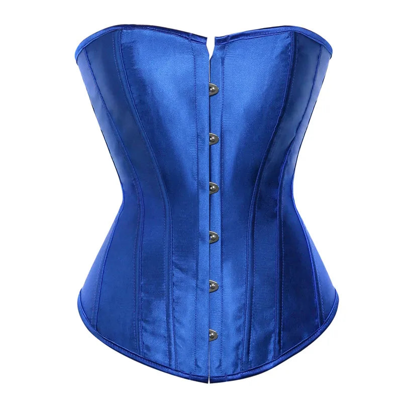 Vintage Overbust Corset Plus Size Satin Lace-Up Bustier Top