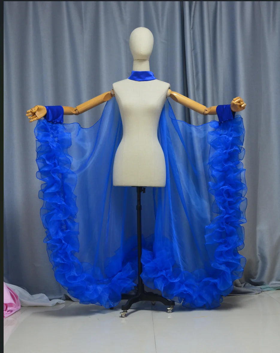 Dramatic Organza Burlesque Coat of Glory Wing Cloak Drag Cabaret Show Cape