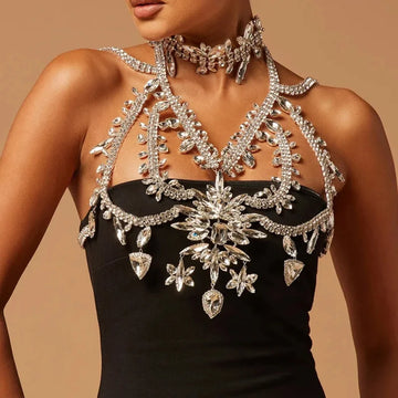 Rhinestone Costume Chest Chain
