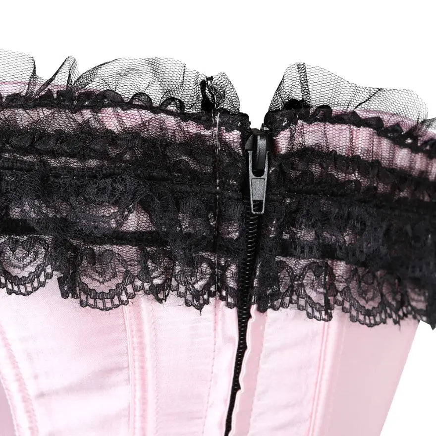 Lace Overlay Boned Overbust Corset Bustier Top Plus Size Body Shaper