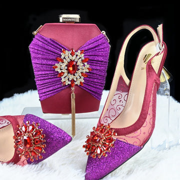 High Quality African Style Ladies Shoes And Bag Set