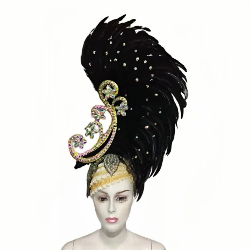The Stardust Royal Plume – Feathered Carnival & Cabaret Stage Headdress