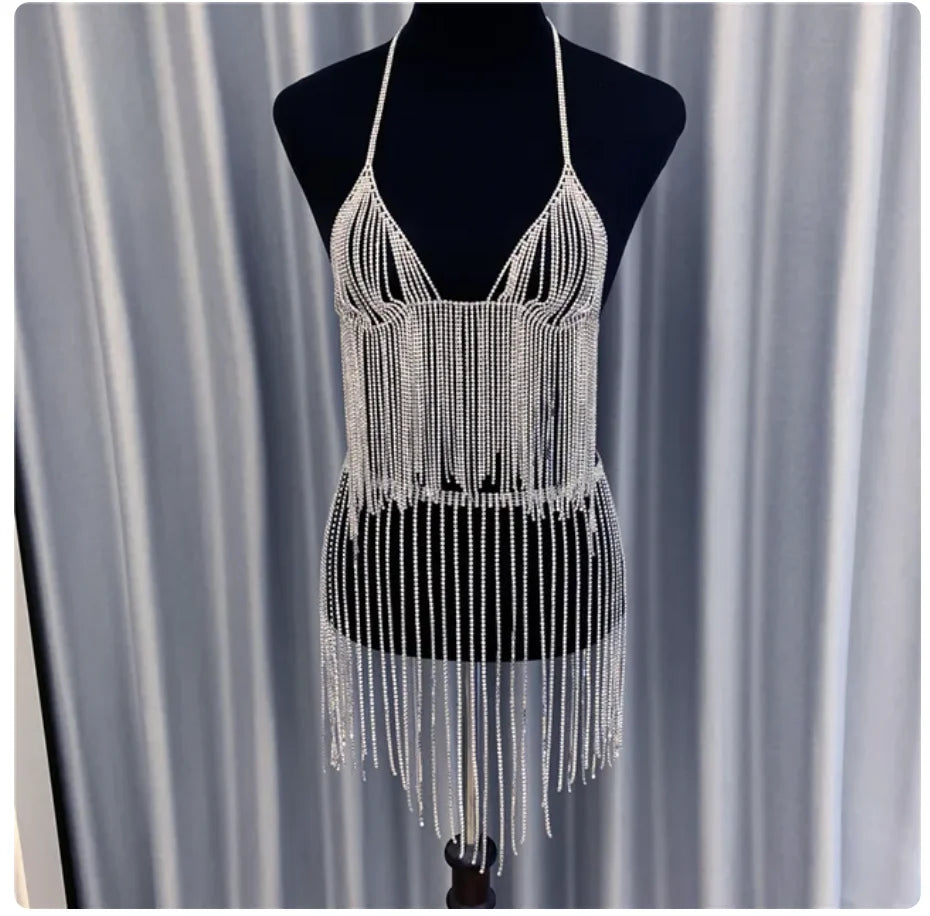 Crystal Tassel Bra & Skirt Body Jewelry