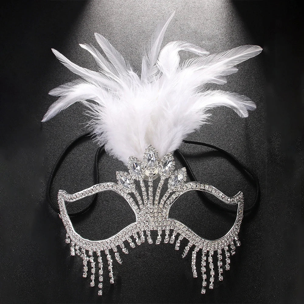 Carnival Feather Masquerade Jewelry Mask