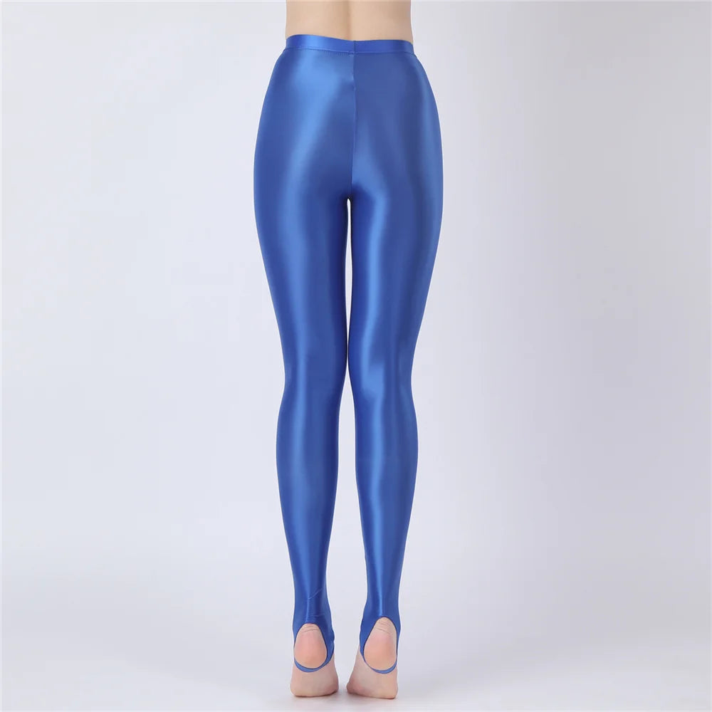 Thin Sheer Oil Glossy High-Stretch Pencil Pants Candy Color Yoga Leggings