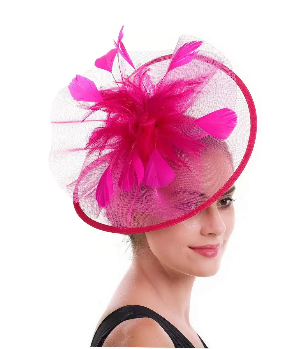 Feather Flower Mesh Fascinator Headpiece