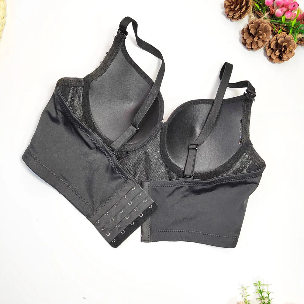 Sequined Glitter Bustier Crop Top & Beaded Stage Camisole