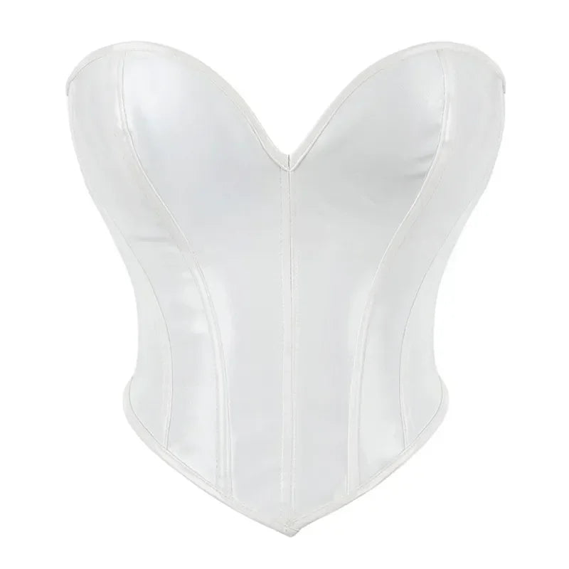 Shiny PVC PU Leather Bustier Corset Crop Top Body Shaper Vest