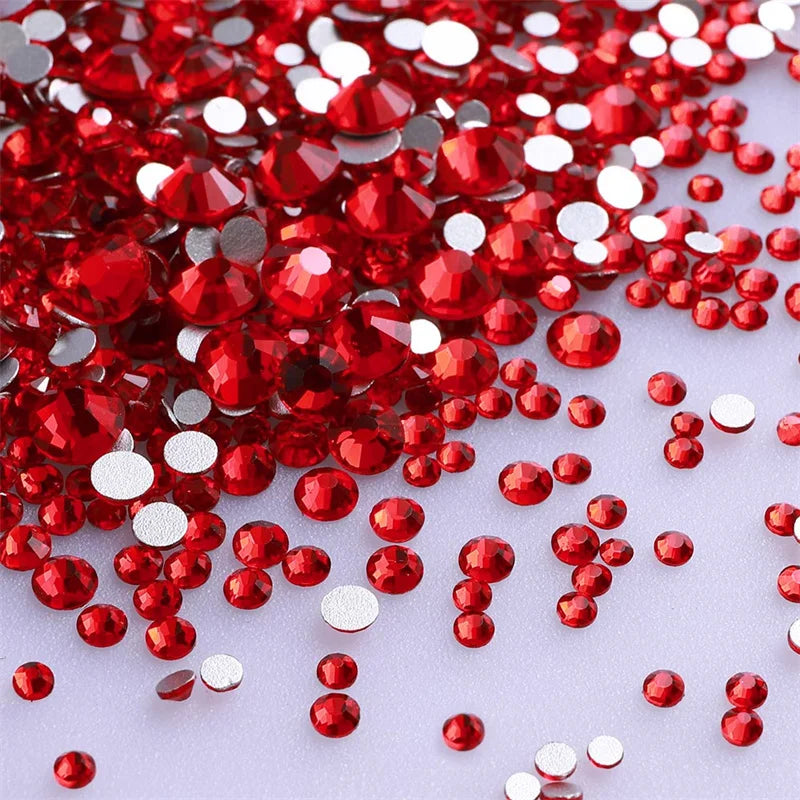 SS3-SS30 Red Series Hotfix Glass Flat-Back Rhinestones