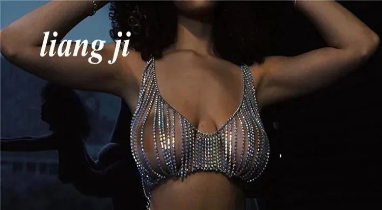 Dazzling Rhinestone Tassel Bra Chain & Skirt Bikini Body Jewelry Set