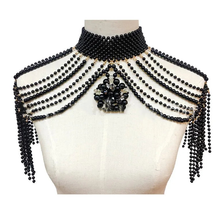 Pearl-Look Beaded Collar Shoulder Chain