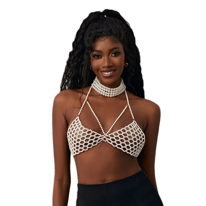 Pearl-Look Camisole Chest Chain