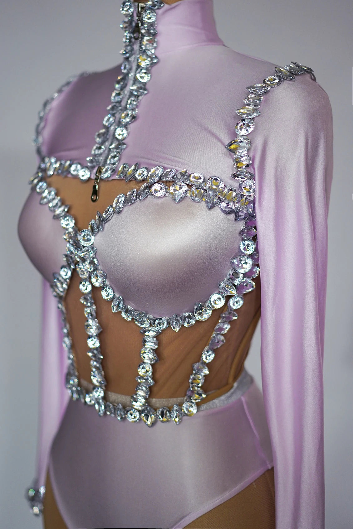 Crystal Tube Top, High-Waist Shorts & Bolero Jacket 3-Piece Performance Costume Set