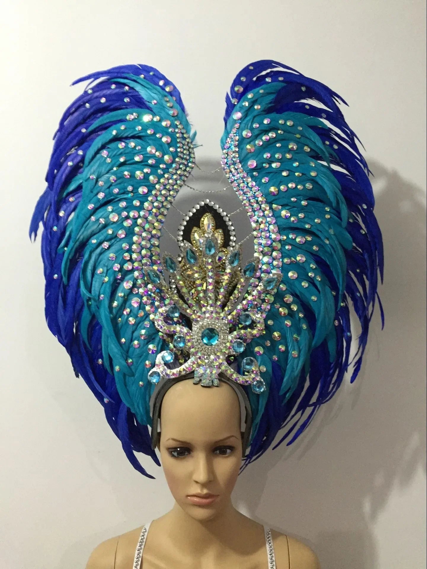 Feather headdress samba costume carnival halloween party bar performance hat makeup dance wings parade