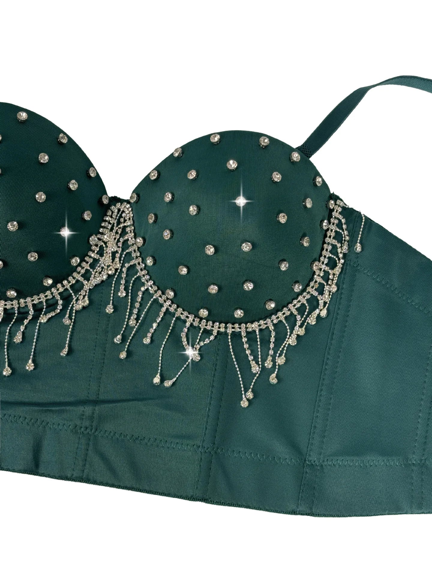 Diamond Tassel Rhinestone Bustier Corset Crop Top Evening Stage Bralette