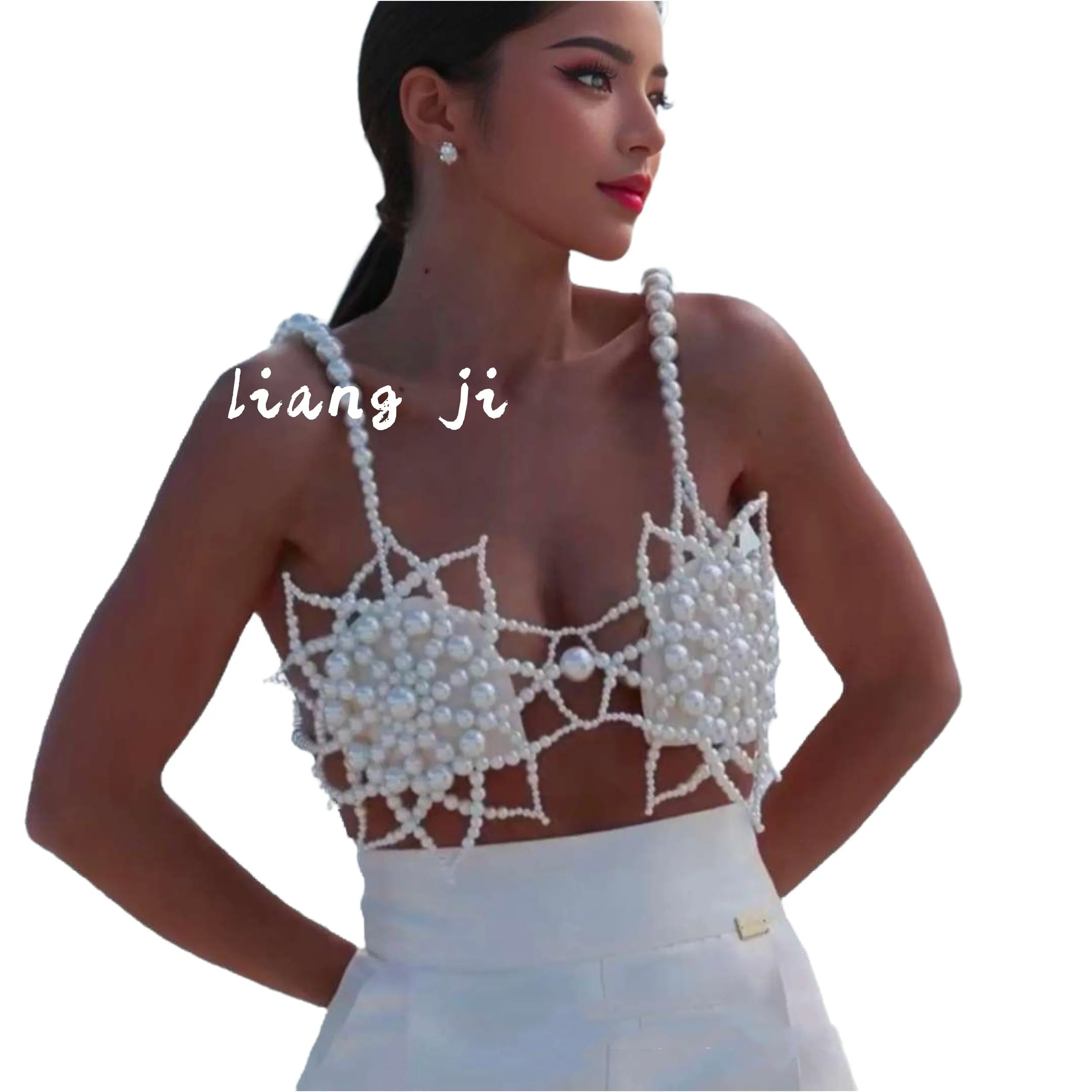Handmade Pearl Floral Bra Chain & Underbust Body Jewelry Set