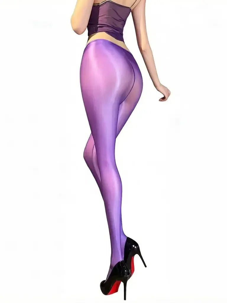 Sexy Women Thin Pencil Pants Low Waist Package Hip Elastic Tights Oil Shiny Glossy Slip Yoga Leggings Maid Shaping Trousers Plus