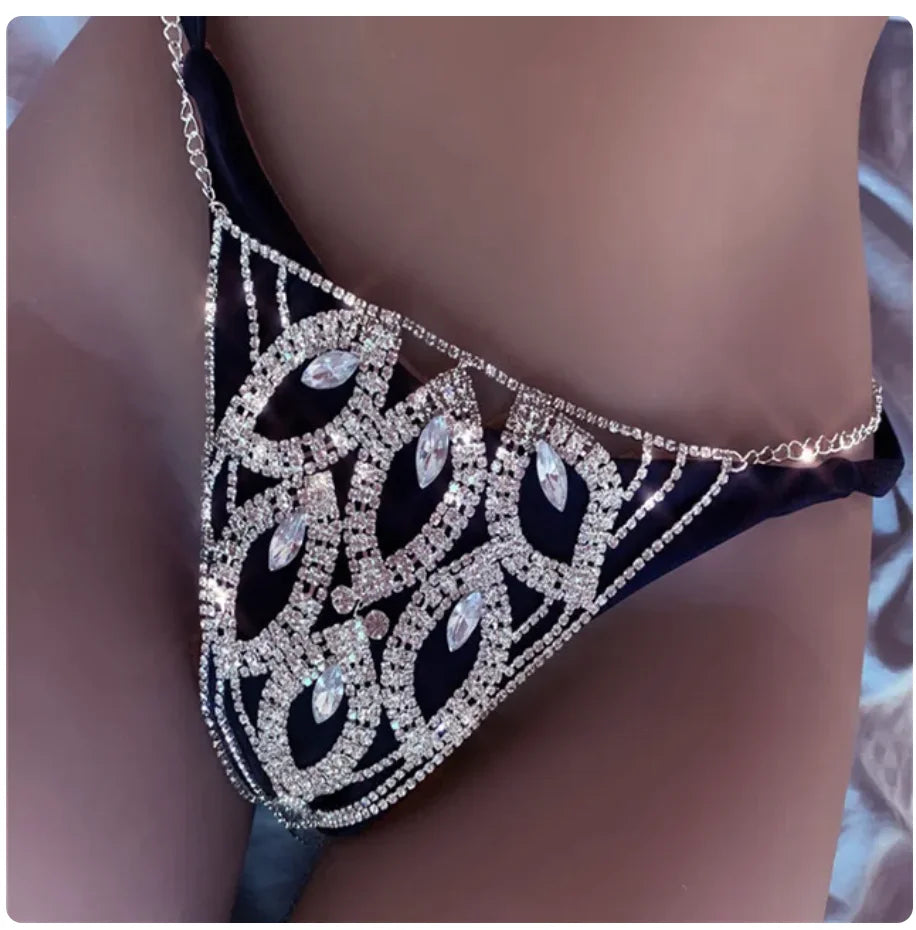 Crystal Bra, Brief & Mask Costume Jewelry