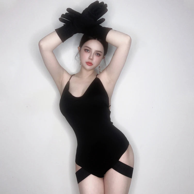 Asymmetrical Cutout Jazz Bodysuit Gogo Dancer Rave Stage Performance Leotard