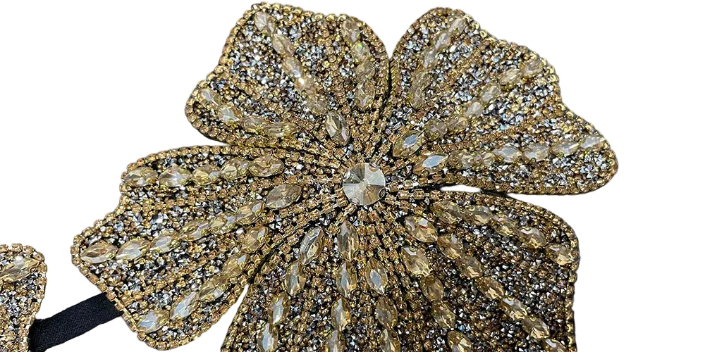 Handmade Crystal Flower Embroidery Rhinestone Costume Bra