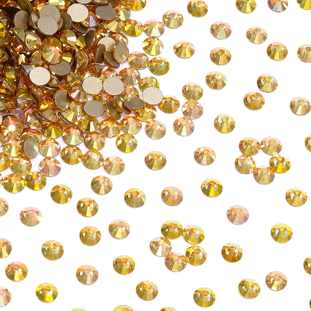 SS3-SS30 Gold Bottom Flat Back Glass High Quality Crystal Rhinestones