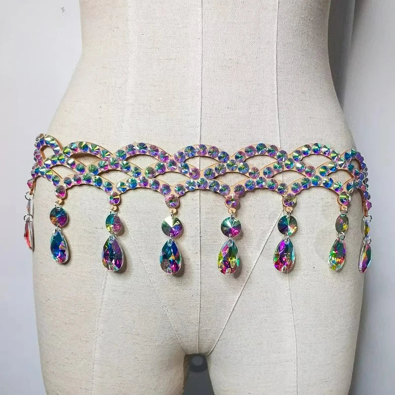 Rhinestone Tassel Hip Scarf Belt