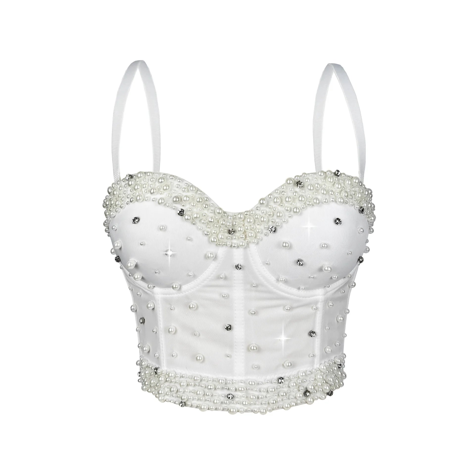 Sparkly Rhinestone Corset Crop Top Showgirl Stage Performance Camisole Bustier