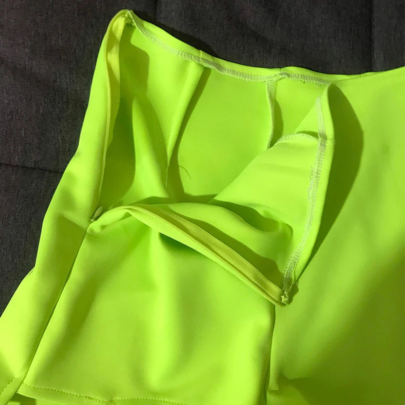 Fluorescent Neon Green High-Waisted Pole Dance & Gogo Hot Shorts Costume