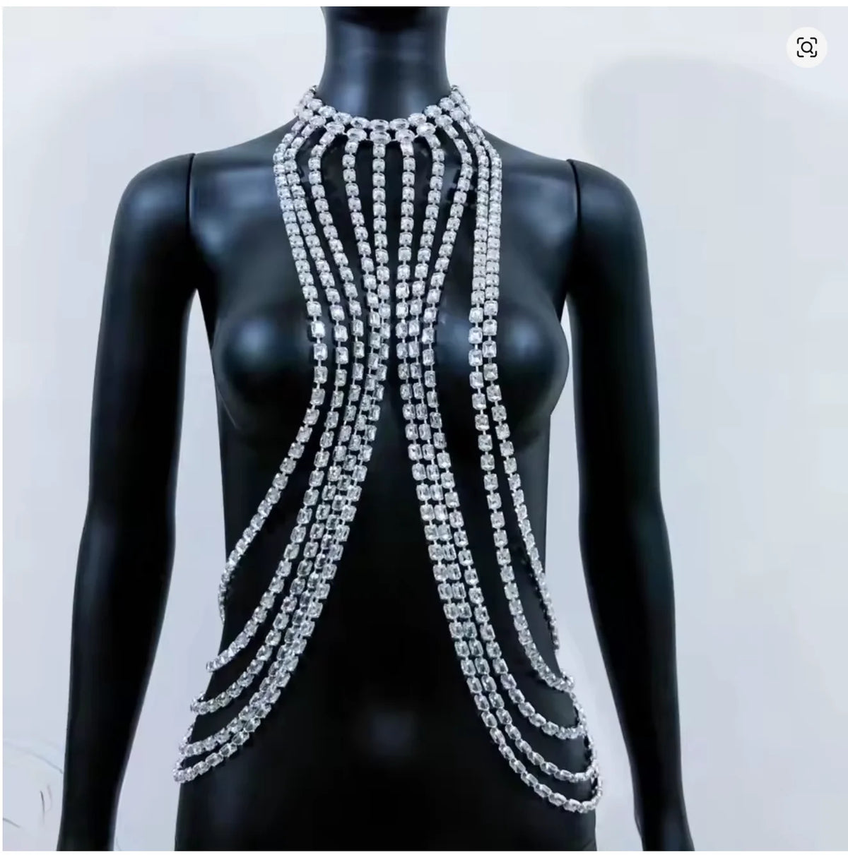 Rhinestone Costume Bra Body Chain