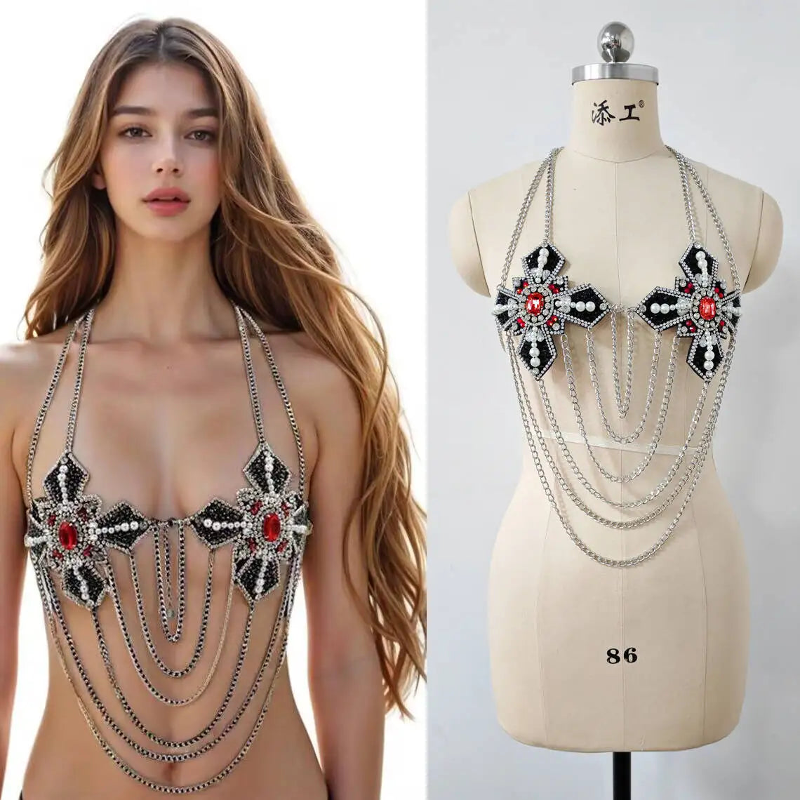 Dazzling Irregular Tassel Bikini Bra Chain & Shawl Chest Body Jewelry