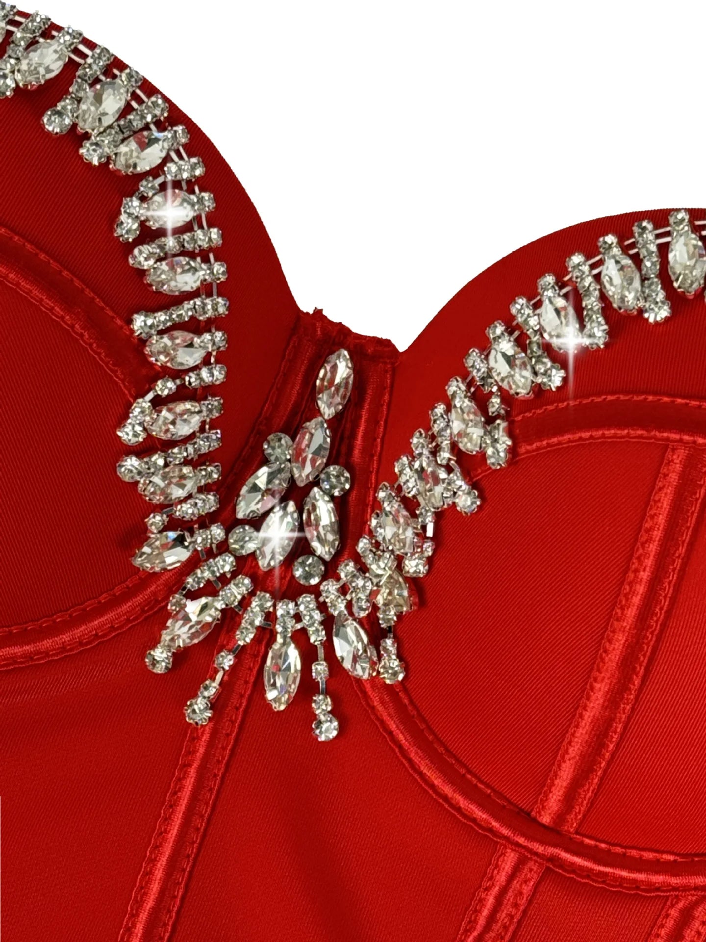 Rhinestone Embroidered Denim Bustier Corset Crop Top Stage Bralette