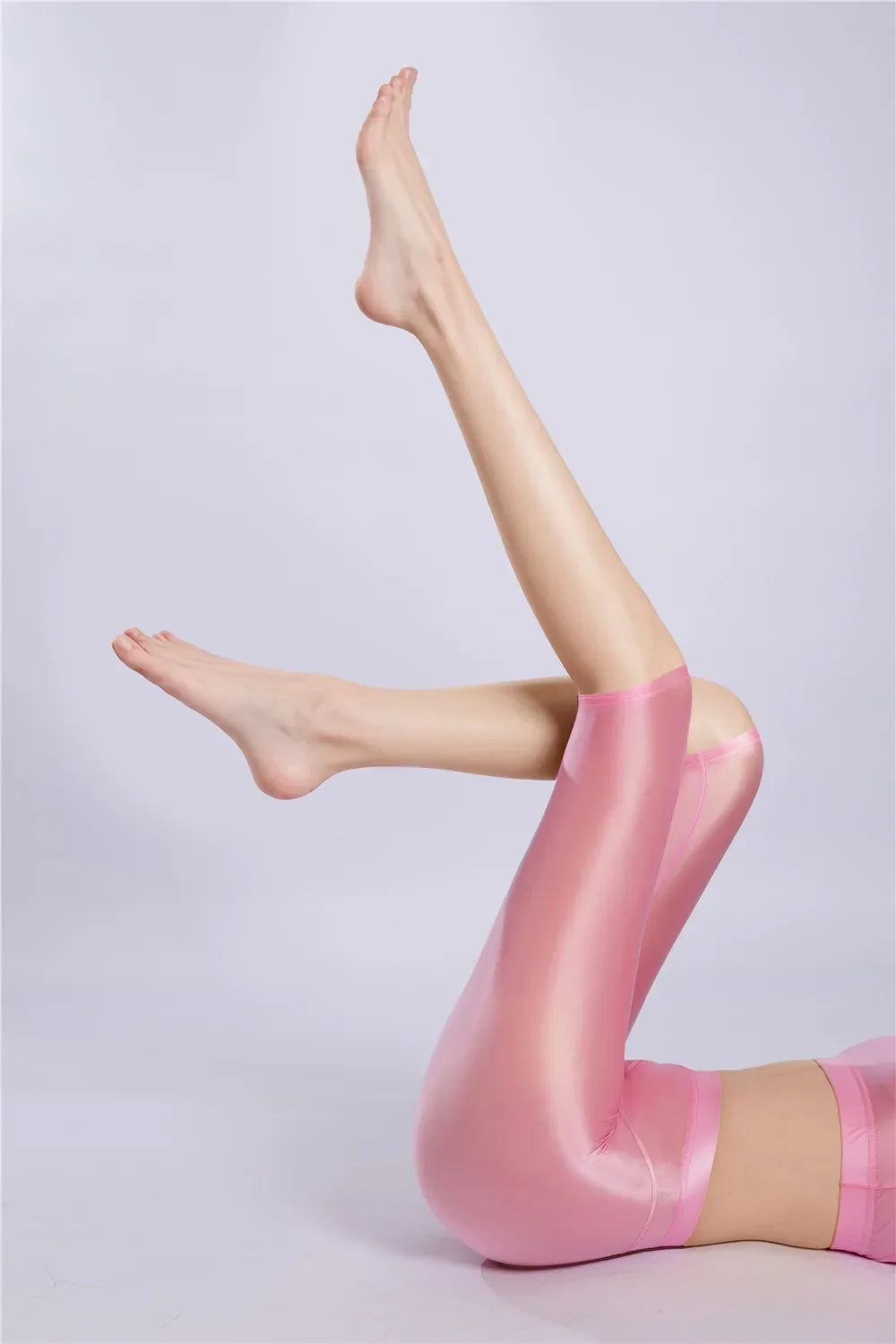 Women Shaping Short Stain Smooth Oil Glossy Shiny Elastic Shorts Sheer See Through Casual Plus Size Tight Yoga Short Maid Pant