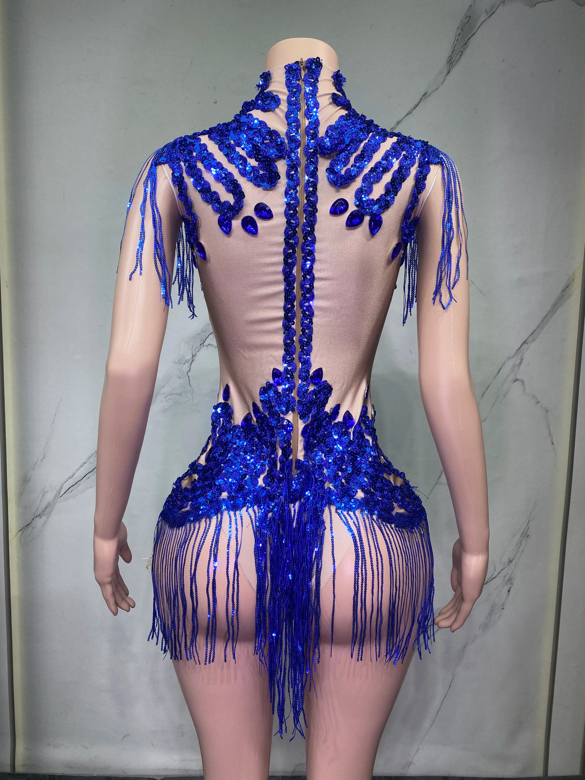 Sheer Mesh Rhinestone Performance Bodysuit for Women
