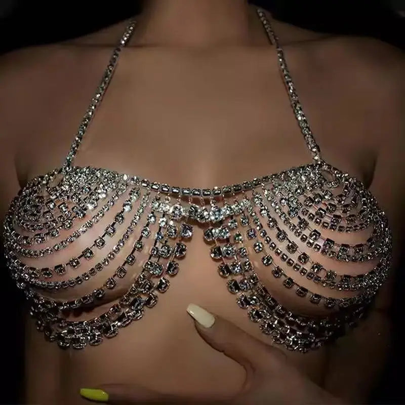 Crystal Tassel Costume Bra Chain