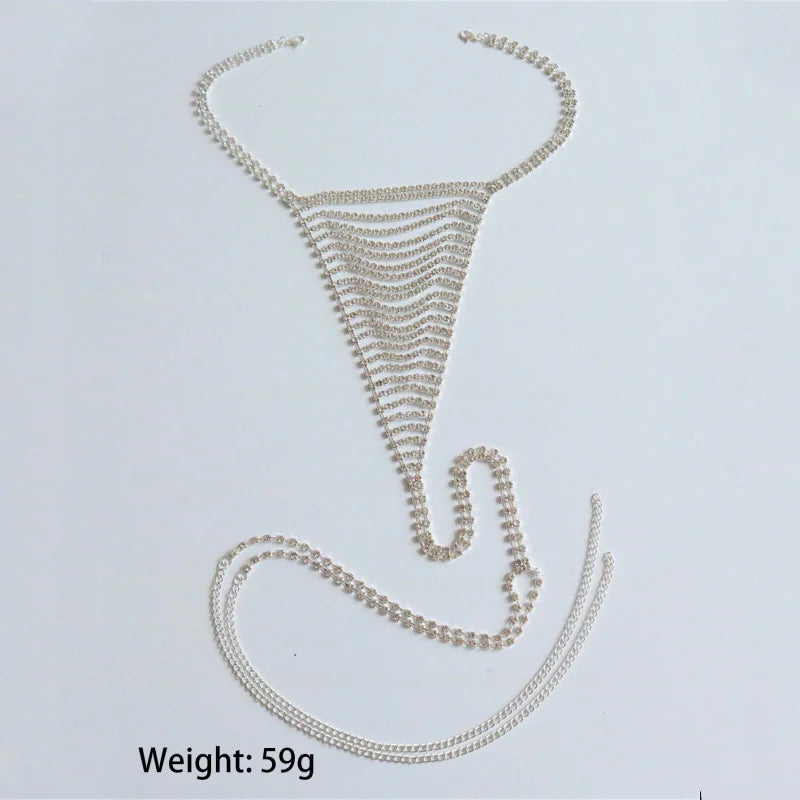 Grid Rhinestone Bra & Skirt Body Jewelry