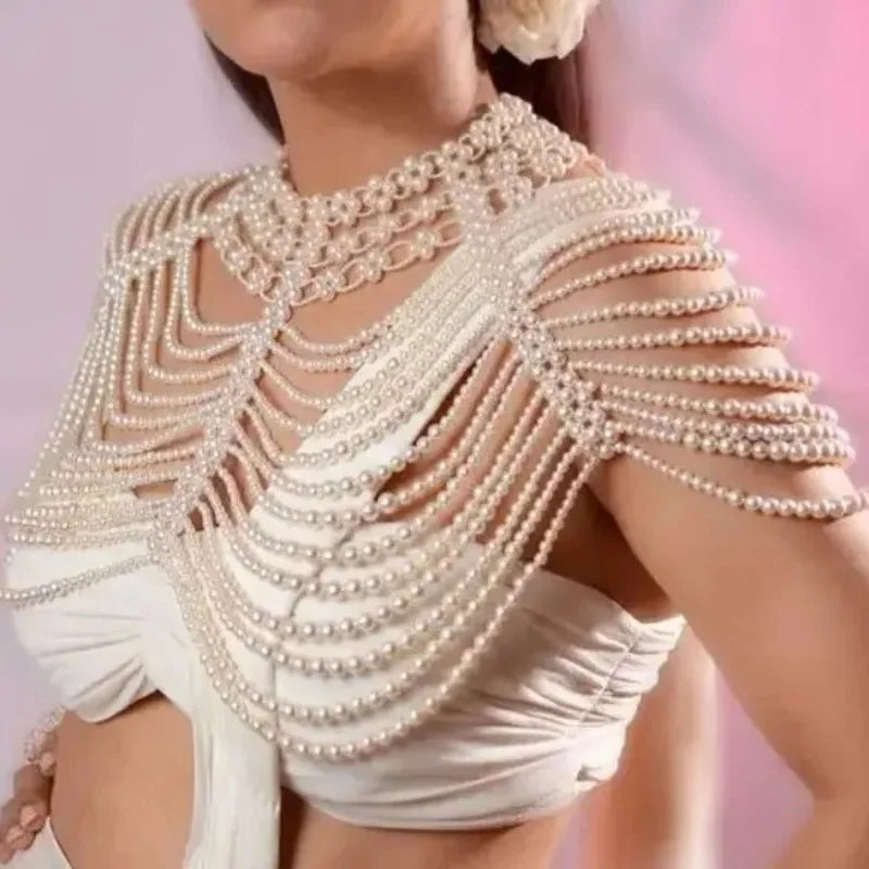 Pearl-Look Tassel Bra Body Chain