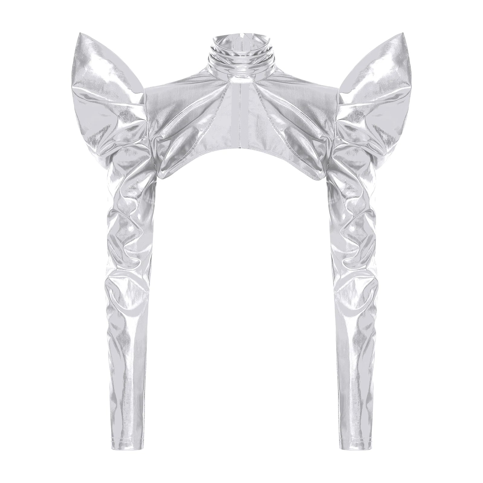 Metallic Shoulder Armor Shrug Crop Top & Sleeves Futuristic Pauldron Stage Costume