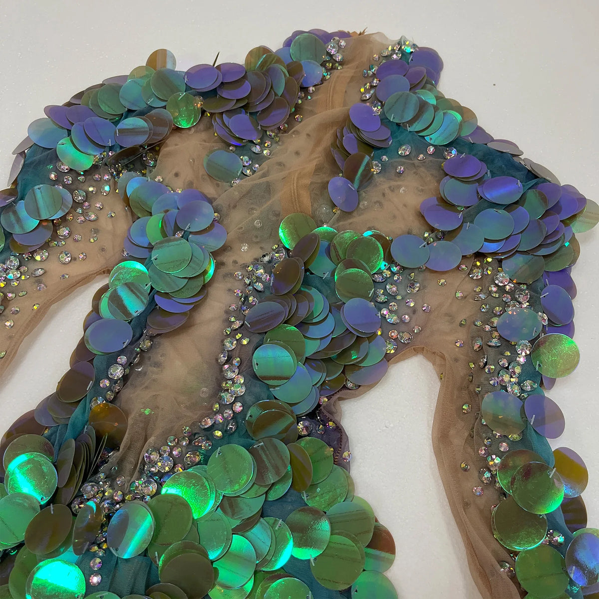 Vintage-Inspired Sequins AB Rhinestones Leotard Costume