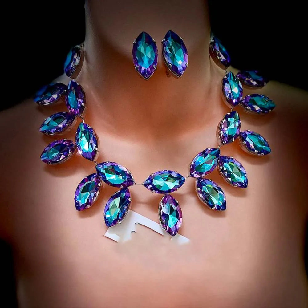 Rhinestone Bridesmaid Necklace & Earring Set for Women