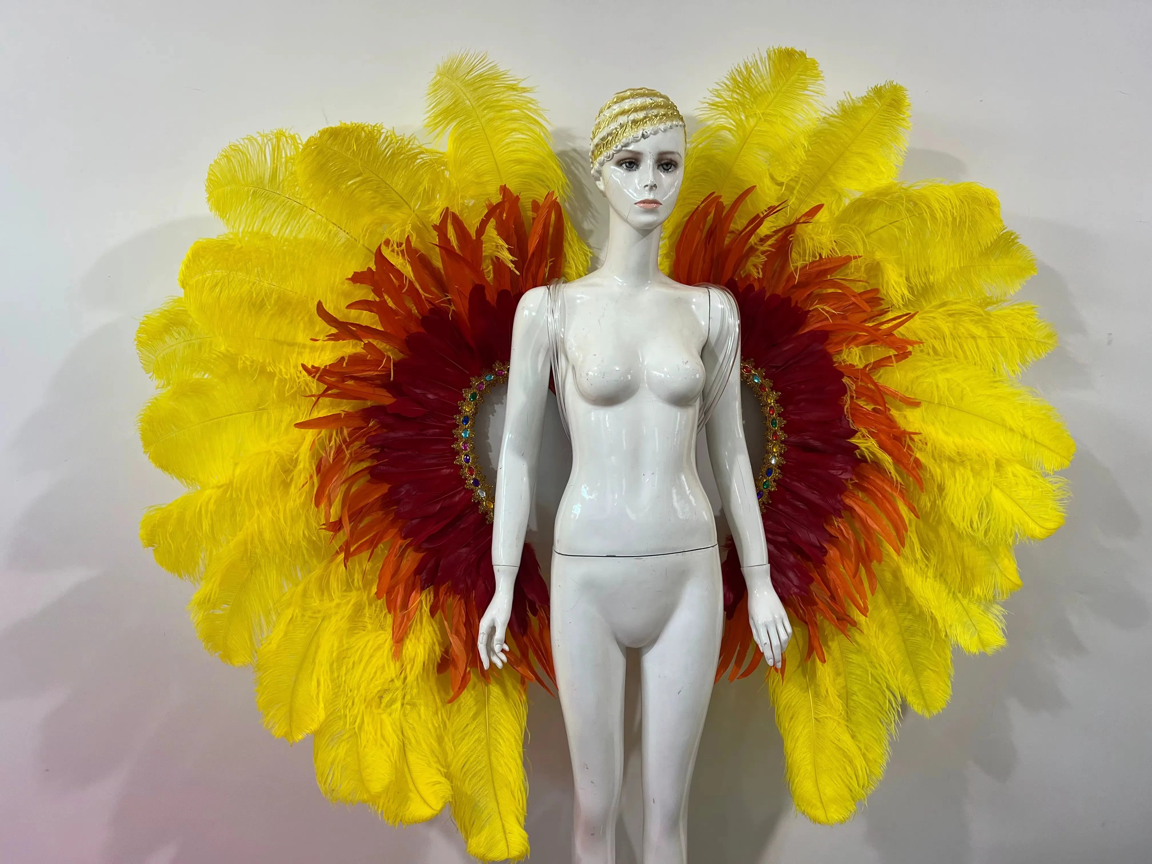 Two-Tone Feather Wing Backpiece Stage Costume Accessory
