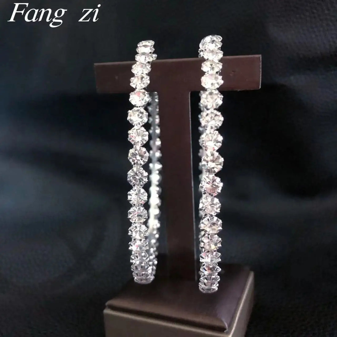 Round Single Row Rhinestone Earrings