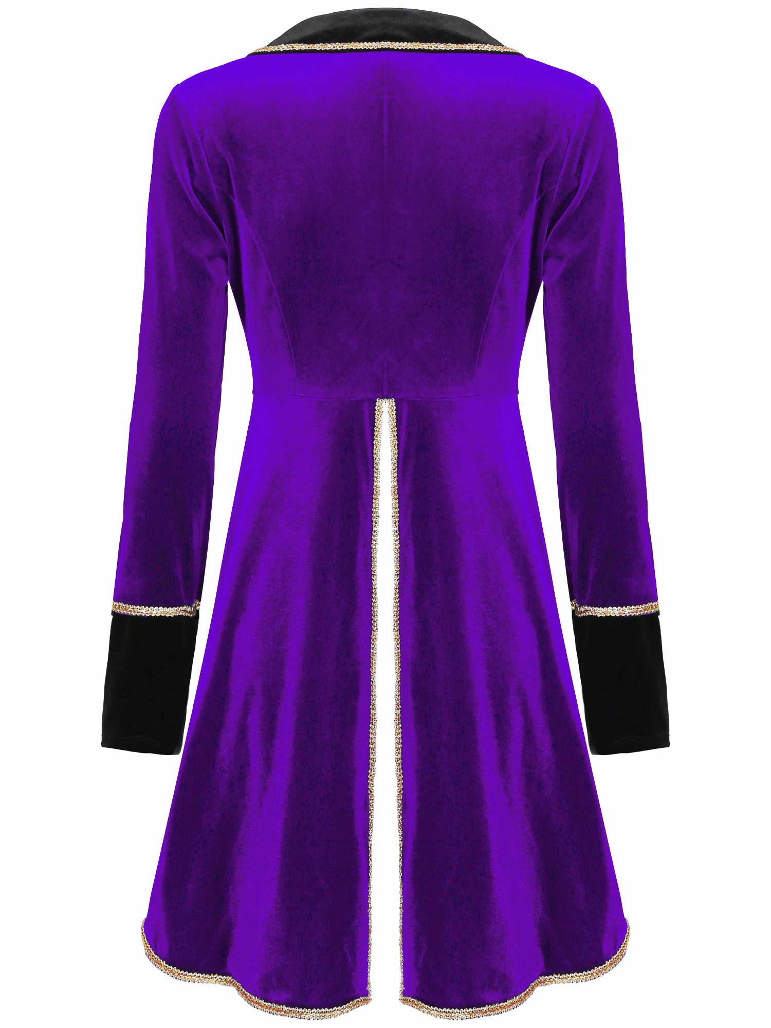 Velvet Circus Ringmaster Gold-Trimmed Swallow-Tail Blazer Coat