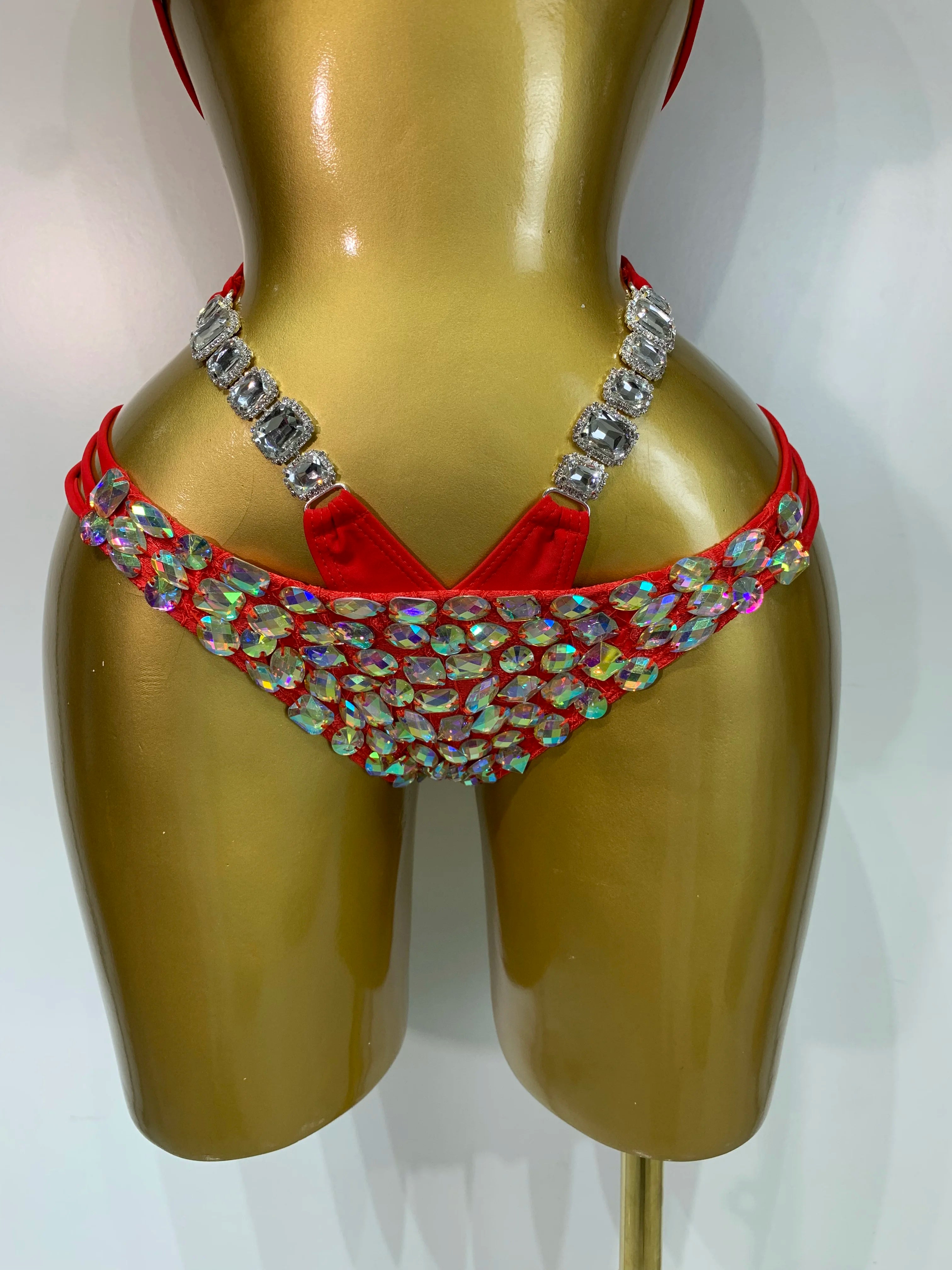 Crystal Diamond Bikini Two-Piece Set Sparkle Stage Performance Outfit