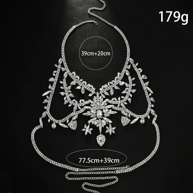 Rhinestone Costume Chest Chain