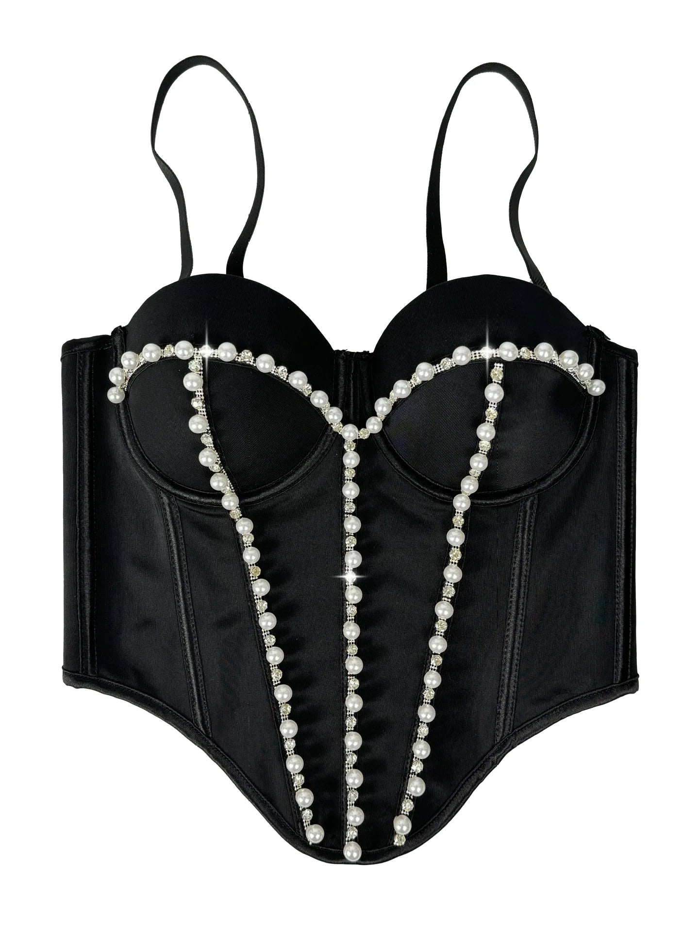 Pearl Embroidered Bustier Corset Crop Top High Street Evening Bralette
