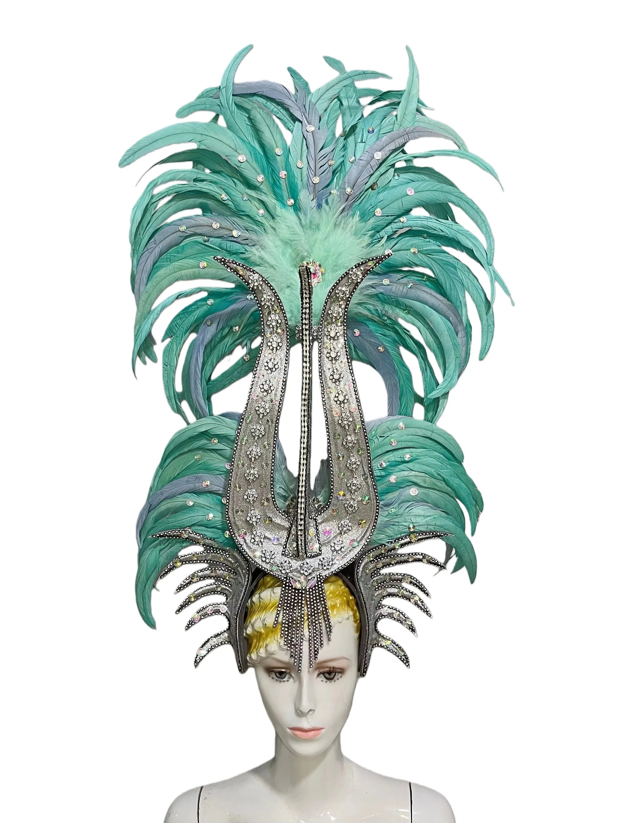 The Stardust Dionysia – Elegant Feathered Samba Carnival & Masquerade Headdress